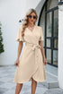 Tie Waist Flutter Sleeve Surplice Dress