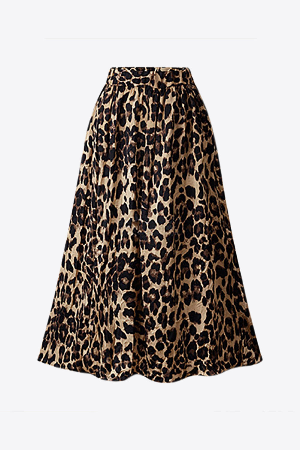 Curve Leopard Elastic Waist Midi Skirt