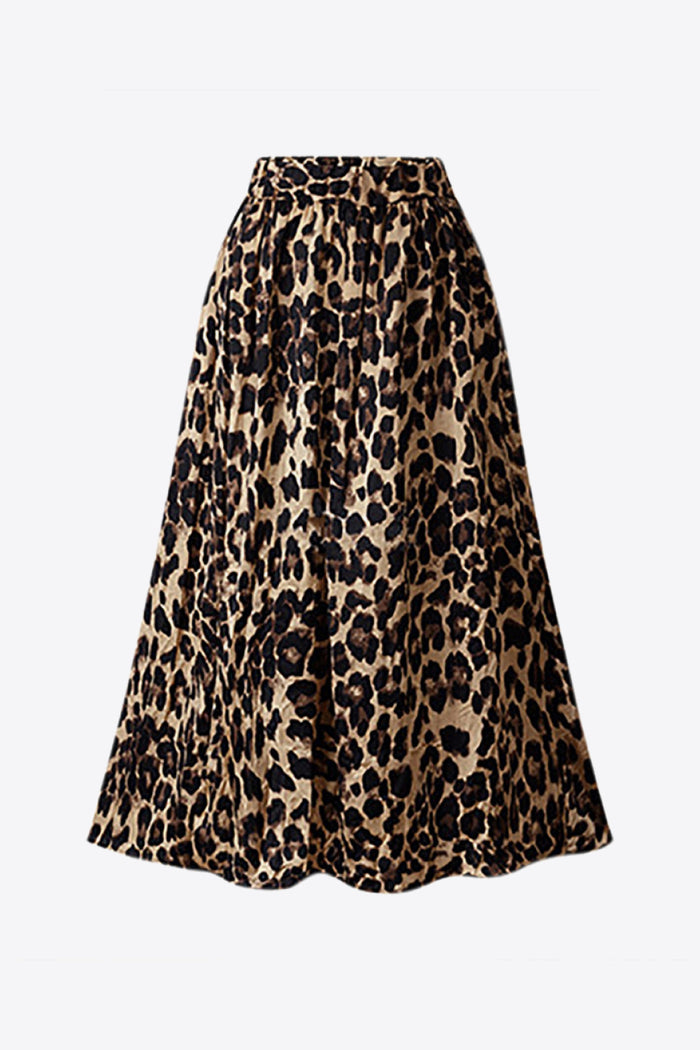 Curve Leopard Elastic Waist Midi Skirt