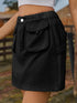 Pocketed Elastic Waist Denim Skirt