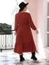 Curve Quarter Button V-Neck Long Sleeve Dress