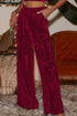 Loose Fit High Waist Long Velvet Pants with Pockets