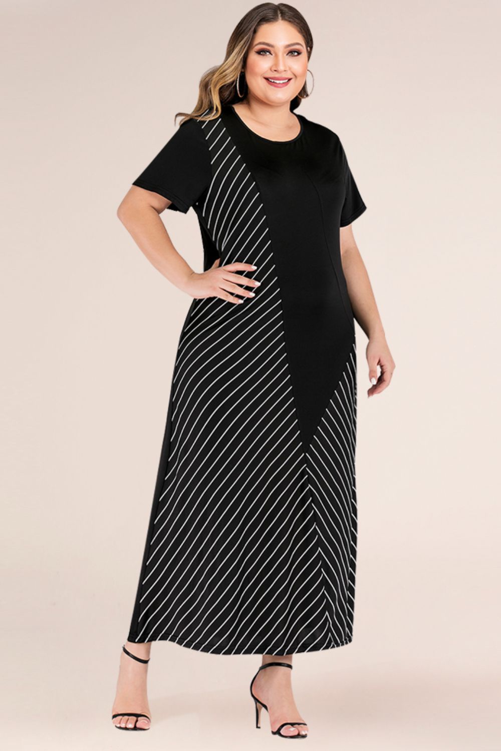 Curve Striped Color Block Tee Dress