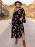 Curve Floral Flare Sleeve Dress