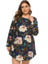 Curve Floral Long Sleeve Mini Dress