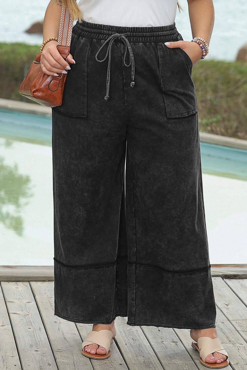 Curve Drawstring Wide Leg Pants