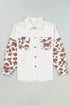 Raw Hem Animal Print Long Sleeve Denim Jacket