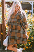 Plaid V-Neck Balloon Sleeve Dress