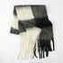 Fringe Contrast Plaid Polyester Scarf