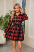 Plaid Print Tie Waist Collared Neck Shirt Dress