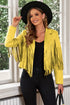 Fringe Trim Lapel Collar Cropped Blazer