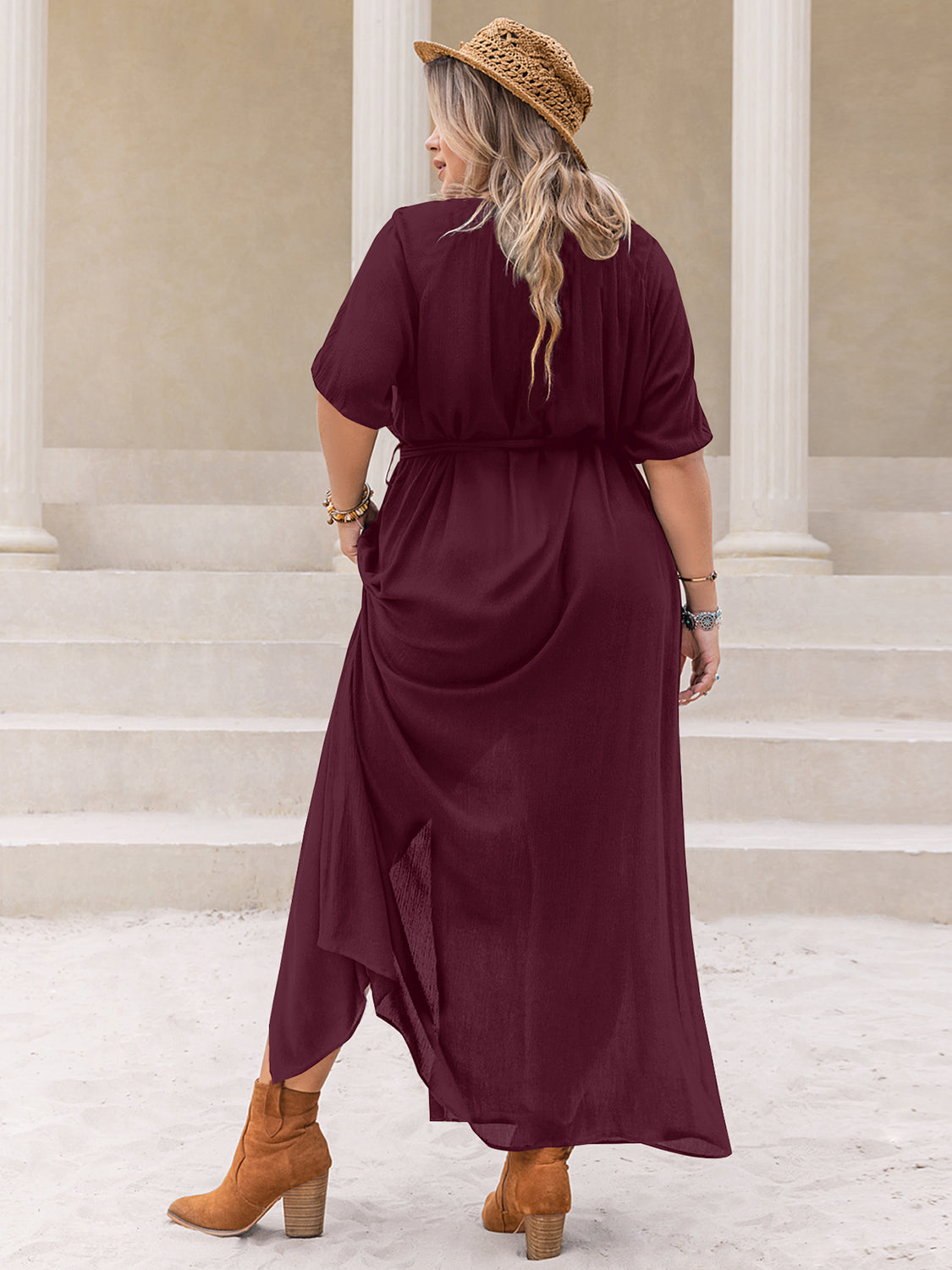 Curve Round Neck Half Sleeve Dress