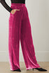 Loose Fit High Waist Long Velvet Pants with Pockets