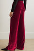 Loose Fit High Waist Long Velvet Pants with Pockets