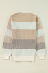 Striped Color Block Round Neck Long Sleeve Sweater