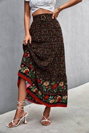 Floral Tied Maxi Skirt