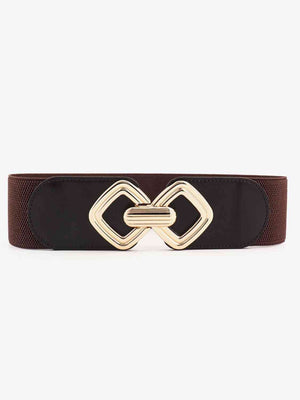 Geometric Buckle Elastic Wide Belt