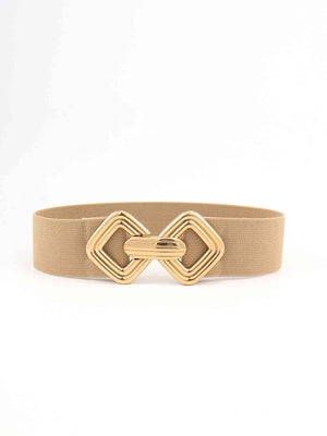 Geometric Buckle Elastic Wide Belt