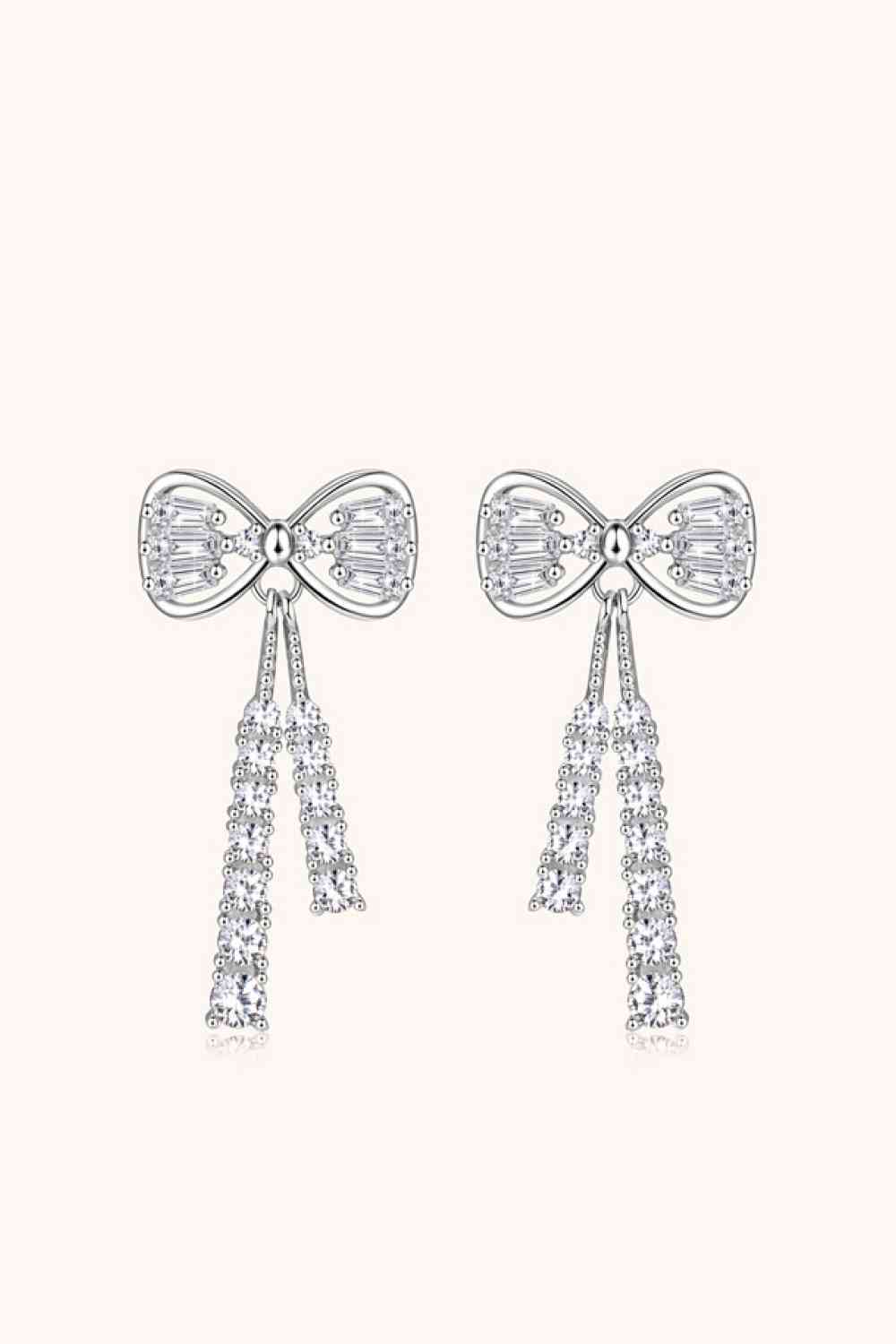 1.12 Carat Moissanite 925 Sterling Silver Bow Earrings