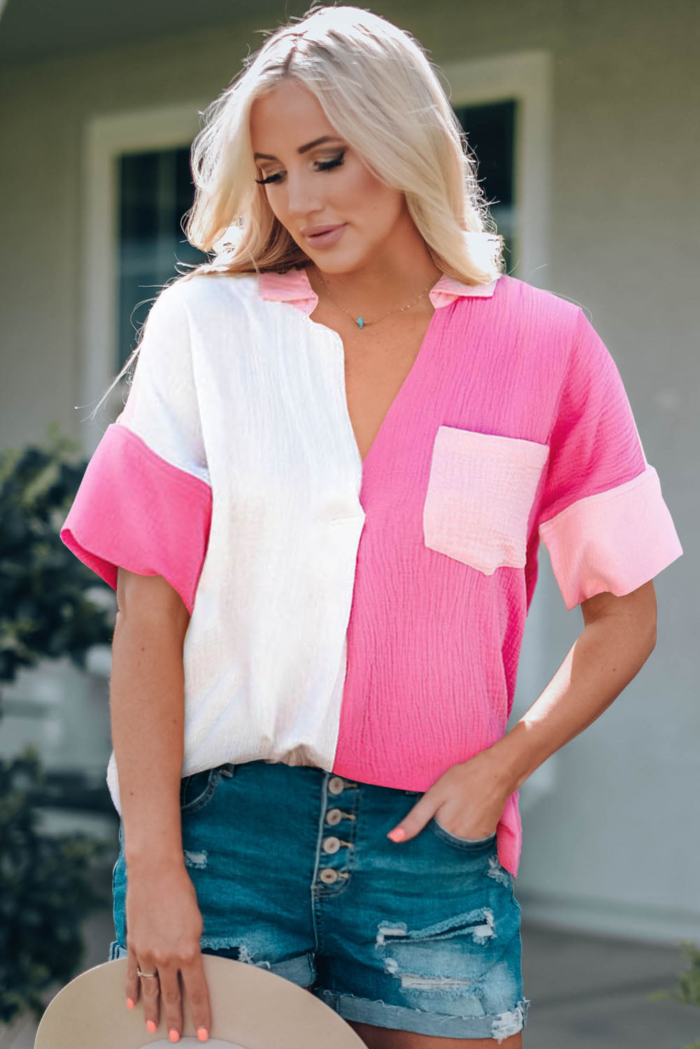 Color Block Textured Blouse