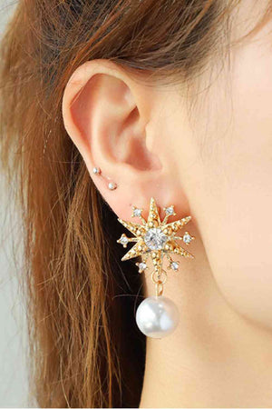 Synthetic Pearl Star Shape Alloy Earrings